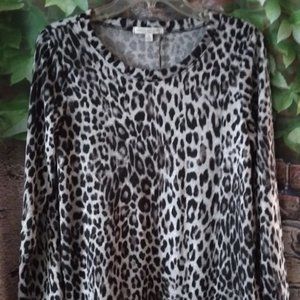 Brushed Soft Knit Assem Hem Animal Print Top